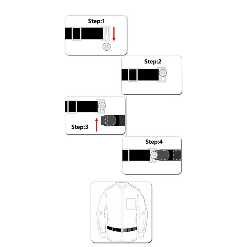 Adjustable Unisex Shirt Stay Belt Non- Anti-crease Belts for Formal Wear Professional Attire (3cm Alloy Black Buckle) - Image 2