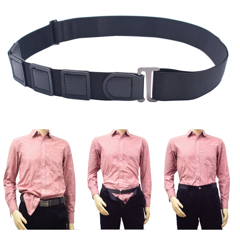 Adjustable Unisex Shirt Stay Belt Non- Anti-crease Belts for Formal Wear Professional Attire (3cm Alloy Black Buckle) - Image 3
