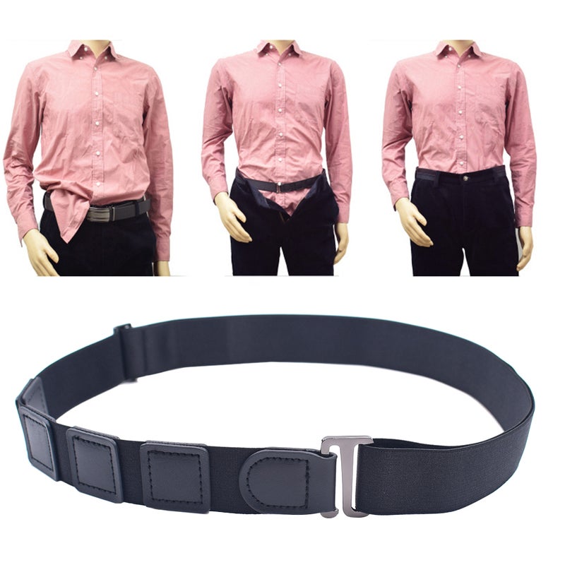 Adjustable Unisex Shirt Stay Belt Non- Anti-crease Belts for Formal Wear Professional Attire (3cm Alloy Black Buckle) - Image 5