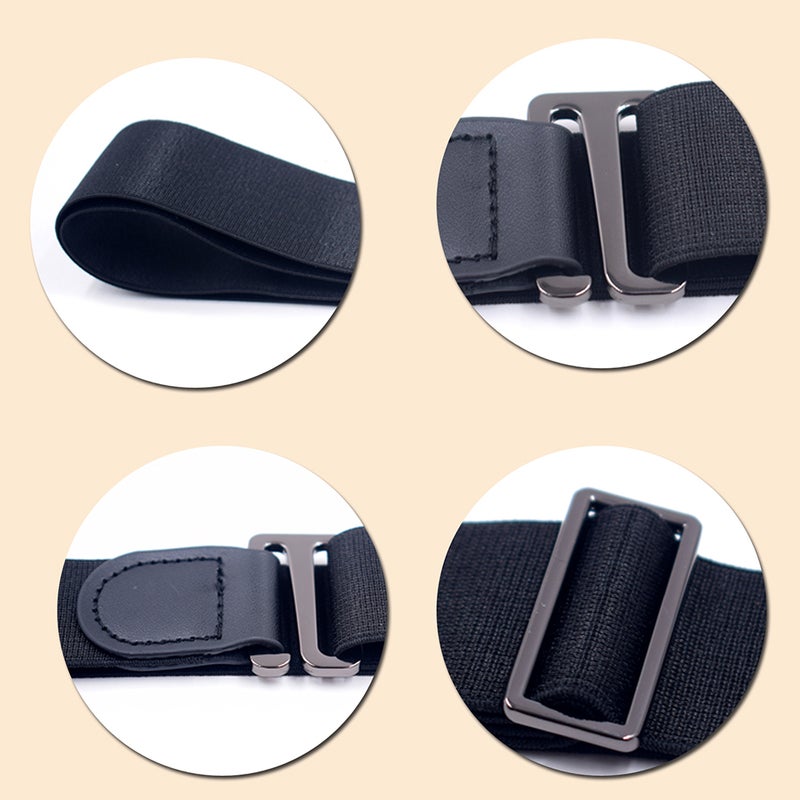 Adjustable Unisex Shirt Stay Belt Non- Anti-crease Belts for Formal Wear Professional Attire (3cm Alloy Black Buckle) - Image 4
