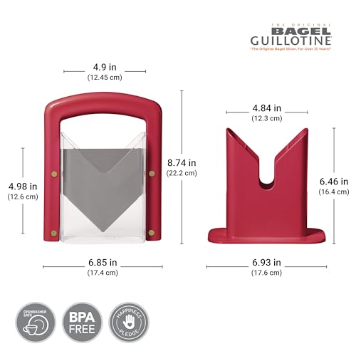 Hoan Bagel Guillotine Universal Slicer with Built-in Finger Safety Shield, Perfect for Bagels, Buns, and Muffins, Nonstick Blade, 9.25 Inch, Red - Image 2