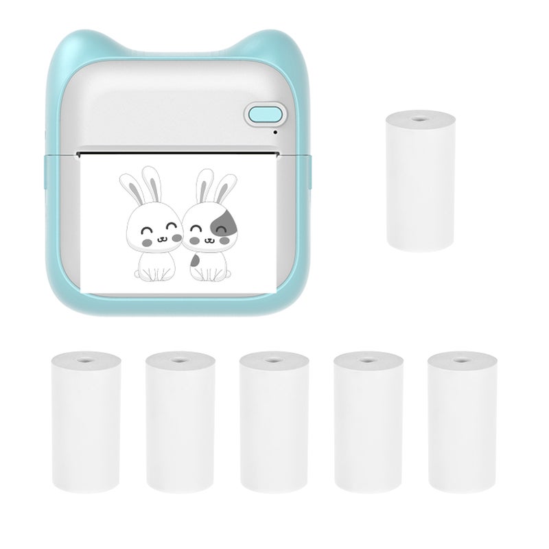 Mini Pocket Photo Printer Portable Thermal Printing Machine 203dpi Wireless BT Connection for Picture Lable DIY Handcraft List Meno Notes Journal Receipt Paper Instant Printer Sticker with 6 Roll - Image 1
