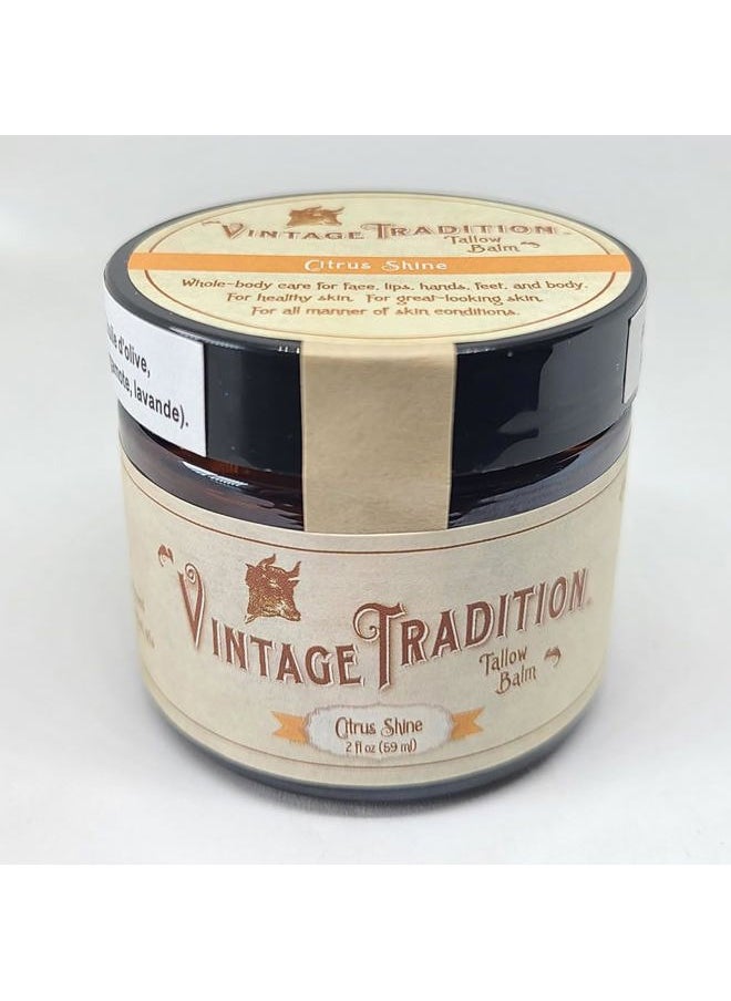 vintage tradition - Beef Tallow All Purpose Balm – Healing, Hydrating Citrus Oil Skin Care Salve Replaces Body Lotion, Hand Cream, More – Essential Oil, Olive Oil, and Grass-Fed Tallow, 2 fl. oz. - Image 1