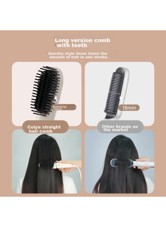 TSUYAGLA Cuiya Straight Hair Brush With Negative Ion Quick Heating Styling Brush, 4 Rows Dense Teeth, 2 Billion Negative Ions For Quick Styling Without Damaging Hair, Removes Static Electricity T601 White Valentine's Day Gift - Image 2