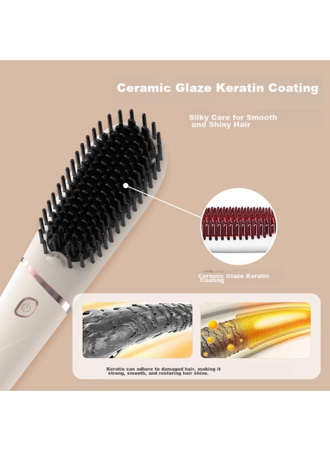 TSUYAGLA Cuiya Straight Hair Brush With Negative Ion Quick Heating Styling Brush, 4 Rows Dense Teeth, 2 Billion Negative Ions For Quick Styling Without Damaging Hair, Removes Static Electricity T601 White Valentine's Day Gift - Image 4