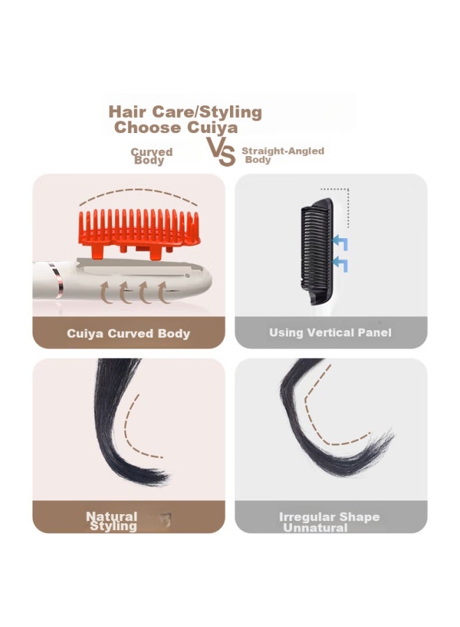 TSUYAGLA Cuiya Straight Hair Brush With Negative Ion Quick Heating Styling Brush, 4 Rows Dense Teeth, 2 Billion Negative Ions For Quick Styling Without Damaging Hair, Removes Static Electricity T601 White Valentine's Day Gift - Image 3