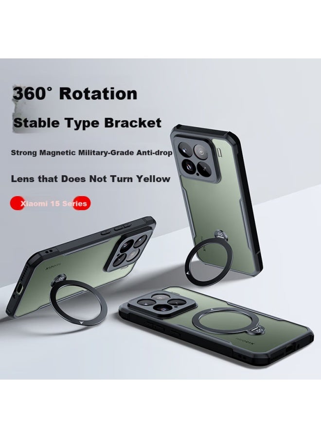 Xundd 360° Rotating Stand Magnetic Adsorption Protective Case For Xiaomi 15, Ultra-thin Transparent High-end Protection Case With Lens Cover For Xiaomi 15, Men And Women - Image 1