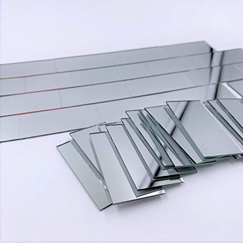 NUORUI 1 x 2 Glass Mosaic Rectangles BrickShaped Mirror Mosaic Tiles Pack of 60 25 x 50 mm - Image 1