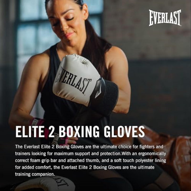 Everlast Elite 2 Boxing Gloves  Pro Training Gloves For Men And Women  Secure Fit Hook And Loop Closure & Ventilation  Heavy Bag & Speedbag Training (14 Oz  Black/Gold) - Image 2