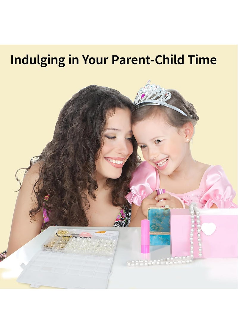 1200 Pcs Pearl Beads and Gold Spacer Beads Set for Jewelry Bracelet Making Kit with String and Charms for Girls Kids Adult DIY Art and Craft for Friendship Bracelet Necklace - Image 4