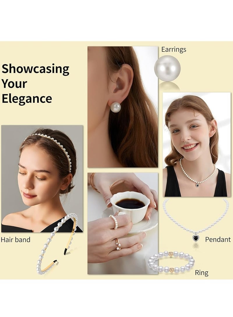 1200 Pcs Pearl Beads and Gold Spacer Beads Set for Jewelry Bracelet Making Kit with String and Charms for Girls Kids Adult DIY Art and Craft for Friendship Bracelet Necklace - Image 2