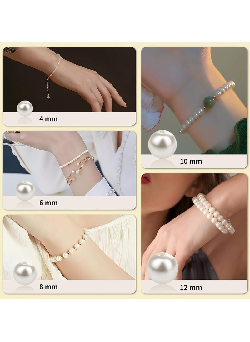 1200 Pcs Pearl Beads and Gold Spacer Beads Set for Jewelry Bracelet Making Kit with String and Charms for Girls Kids Adult DIY Art and Craft for Friendship Bracelet Necklace - Image 5