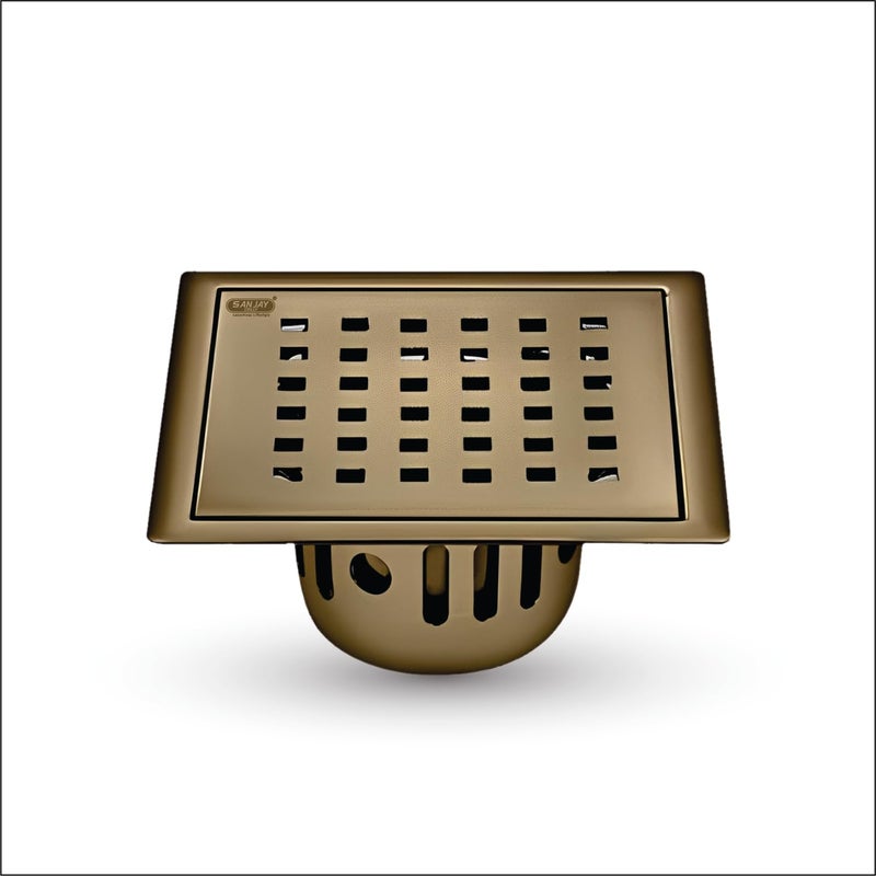 Sanjay Chilly Square Zoom Floor Drainer for Bathroom with Cockroach Trap 304 Grade Floor Drain Cover Jali Sink Safety from Cockroach & Insects Anti Odor Drain Strainers (6x6 Inch Brushed Bronze) - Image 2