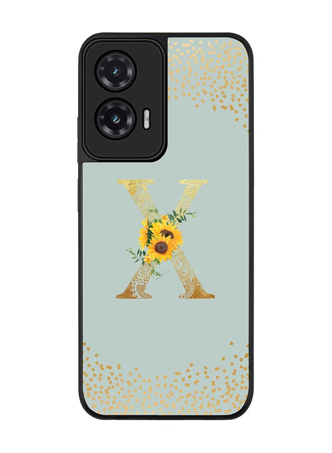 Stylizedd For Motorola Moto G35 Case,Slim fit Camera Protection, Shockproof Thin Phone cover  - Custom Floral Monogram - X  (Light Grey )