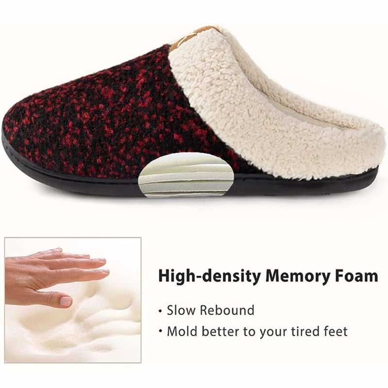 ULTRAIDEAS Women's Indoor Bedroom Slipper with Memory Foam, Gift for Women, Wool-Like House Shoe with Anti-Skid Rubber Sole for Ladies (7-8, Red) - Image 5