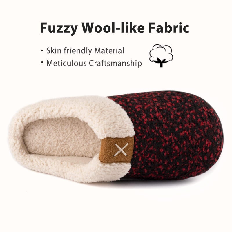 ULTRAIDEAS Women's Indoor Bedroom Slipper with Memory Foam, Gift for Women, Wool-Like House Shoe with Anti-Skid Rubber Sole for Ladies (7-8, Red) - Image 4