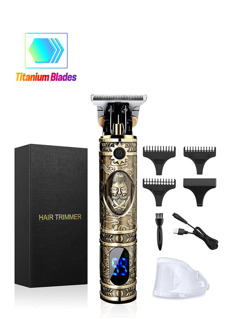 مقص شعر محدث لحلاقة اللحية للرجال، مقصات كهربائية احترافية تعمل بالـ USB لقص الشعر، مقصات ذهبية بشفرة T، برو Li - Image 1