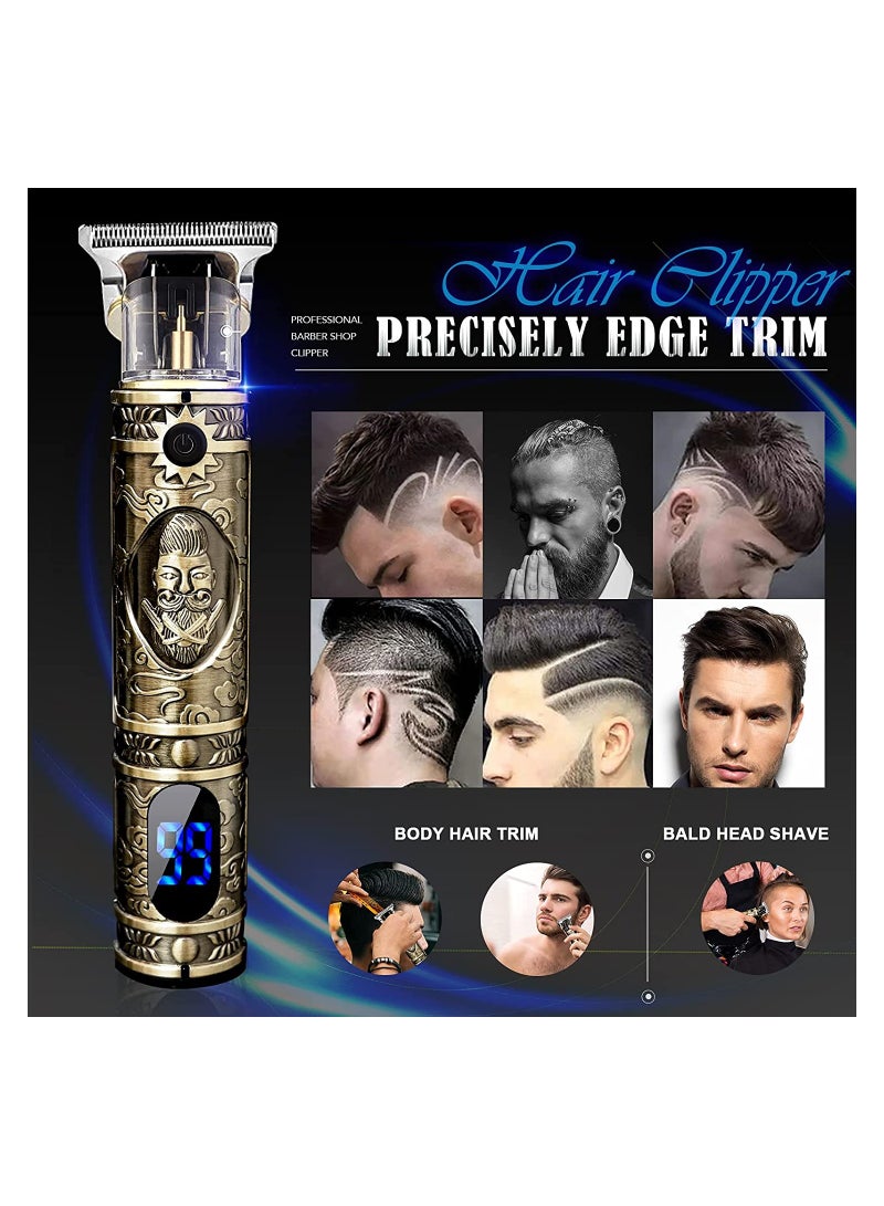 مقص شعر محدث لحلاقة اللحية للرجال، مقصات كهربائية احترافية تعمل بالـ USB لقص الشعر، مقصات ذهبية بشفرة T، برو Li - Image 2