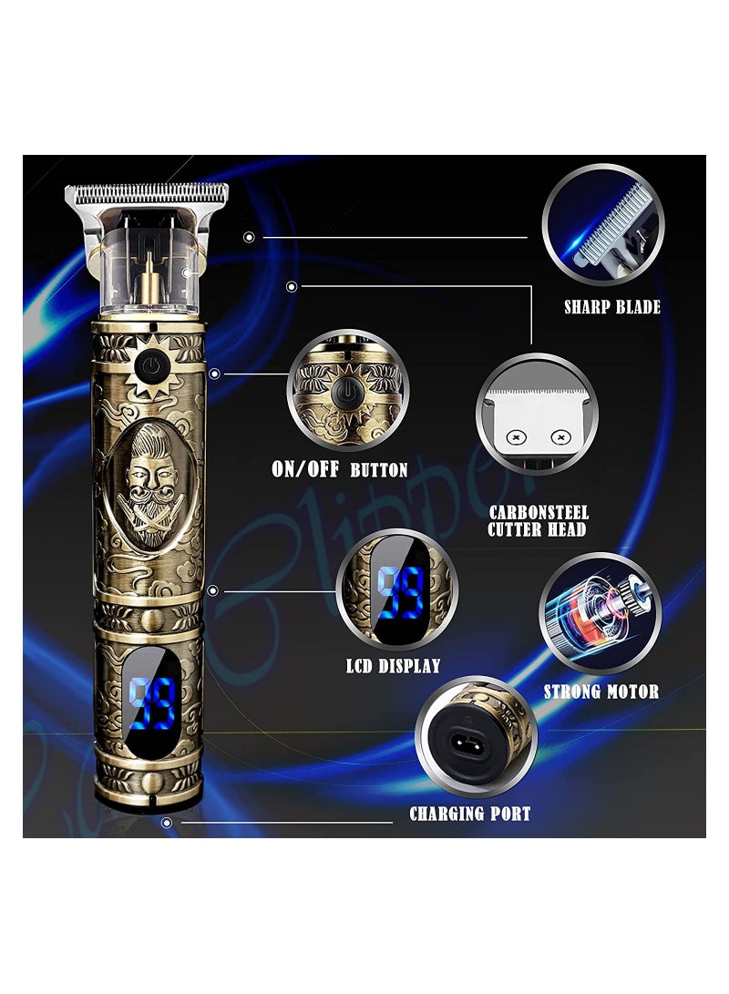مقص شعر محدث لحلاقة اللحية للرجال، مقصات كهربائية احترافية تعمل بالـ USB لقص الشعر، مقصات ذهبية بشفرة T، برو Li - Image 5