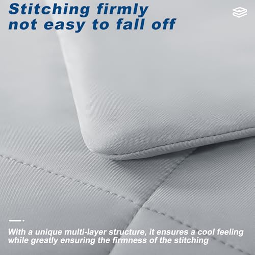 bedsmile Cooling Comforter Queen Size, Double-Sided Cold Tech Fabric Quilted Bed Comforters Cooling Blanket for Hot Sleepers, Breathable Lightweight Summer Bedding, All-Season Ice Blanket, Light Gray - Image 4