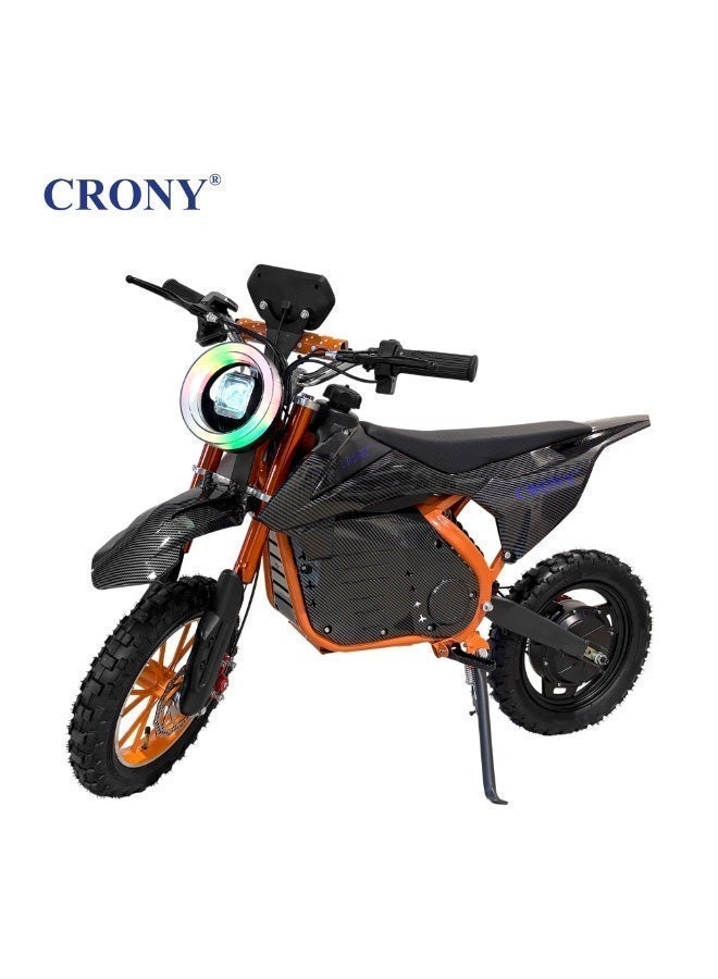 CRONY‑09 Kids Off‑Road Electric Dirt Bike｜500W Motor, 28KM/H Top Speed, 30‑40KM Range, Lightweight Aluminum Frame, Dual Disc Brakes, LED Headlight, Bluetooth Speaker, LED Display for Outdoor Off‑Road Play Carbon fiber Black - Image 1