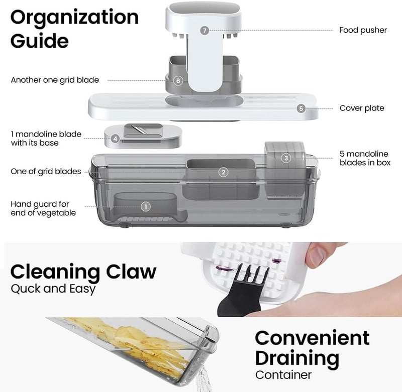 Badelite Vegetable Chopper Mandoline Slicer 8-in-1 with Container, 8 Blades for Onion, Veggie & Fruit, Easy Food Slicer Dicer Cutter, Kitchen Gadgets & Essentials - Image 5