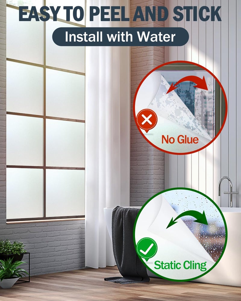 Lovepea Pure Frosted Glass Window Privacy Film 24 Hour Two Way Privacy, Removable, Static Cling, Ideal for Privacy scenarios Such as Home Office Doors and Windows (17.5 x 78.7 Inch) - Image 5