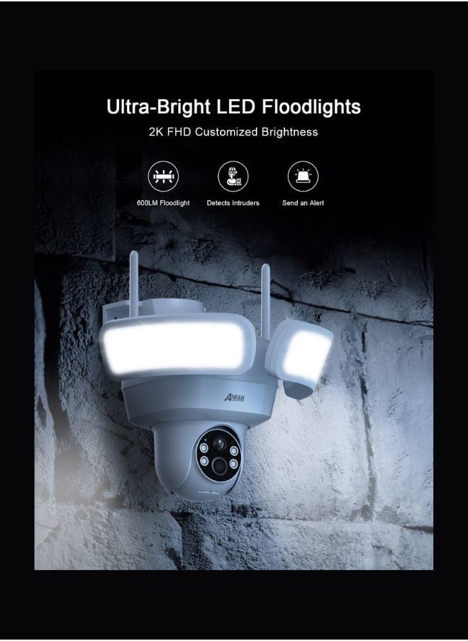 ANRAN - 2K Wireless Solar Outdoor 3MP Camera with Bright LED Floodlights - Image 1