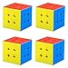 CFMOUR 4Pack 3x3 Speed Cube Set Stickerless Magic Cubes Bundle 3x3x3 Fast Turning Birthday Party Easter Valentines Day Gifts Puzzle Game Brain Toy for Kids and Adult - Image 2