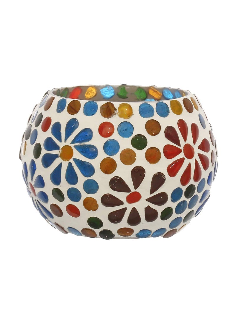 Webelkart WebelKart Set of 4 Mosaic Glass Tealight Votive Candle Holder with Tea Light Candles for Indoor Outdoor Decoration- Christmas Decoration Items-Christmas Candle holder (Multicolor, Glass) Mix Designs  - Image 3