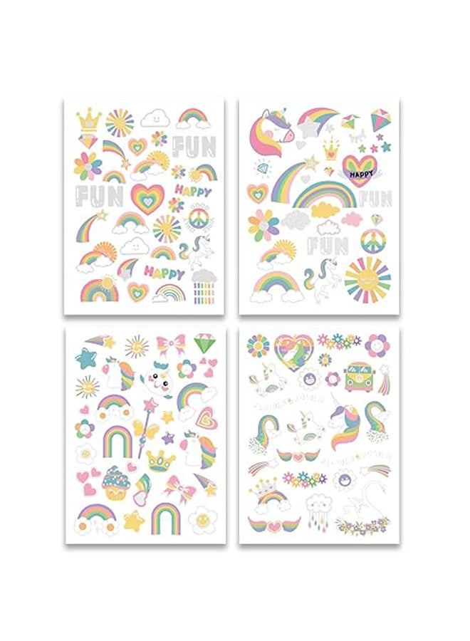 Waterproof Temporary Tattoos - 118 Pieces Groovy Fake Tattoos Kids Birthday Party Supplies Star Unicorn Smiley Face Rainbow Flower Candy Crown Arts and Crafts for Boys or Girls 6 7 8 9 10 11 12 Years Old - Image 5