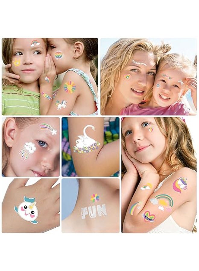 Waterproof Temporary Tattoos - 118 Pieces Groovy Fake Tattoos Kids Birthday Party Supplies Star Unicorn Smiley Face Rainbow Flower Candy Crown Arts and Crafts for Boys or Girls 6 7 8 9 10 11 12 Years Old - Image 3