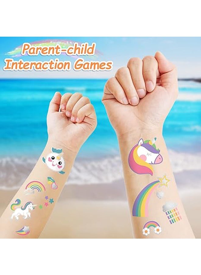 Waterproof Temporary Tattoos - 118 Pieces Groovy Fake Tattoos Kids Birthday Party Supplies Star Unicorn Smiley Face Rainbow Flower Candy Crown Arts and Crafts for Boys or Girls 6 7 8 9 10 11 12 Years Old - Image 4