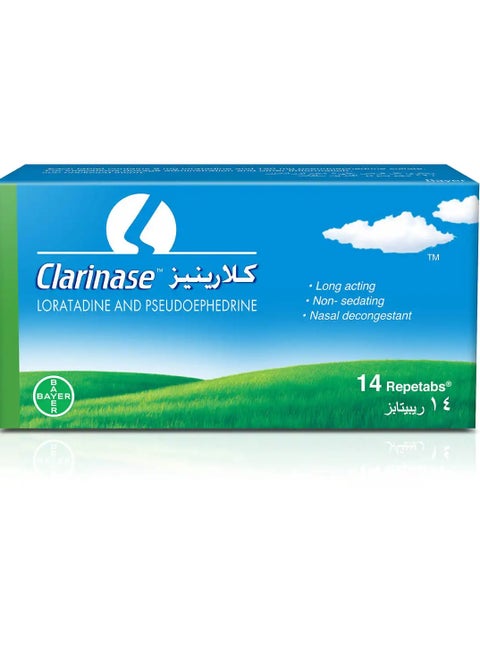 CLARINASE Tablets for Allergy and Cold Symptoms 14 Tablets