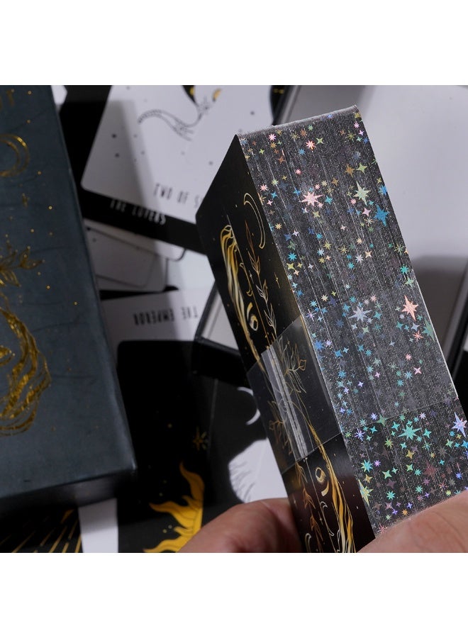 NIBEMINENT صندوق هدايا فضي مطبوع عالي الجودة مع بطاقات تاروت مطبوعة بالليزر باللون الذهبي - Image 5