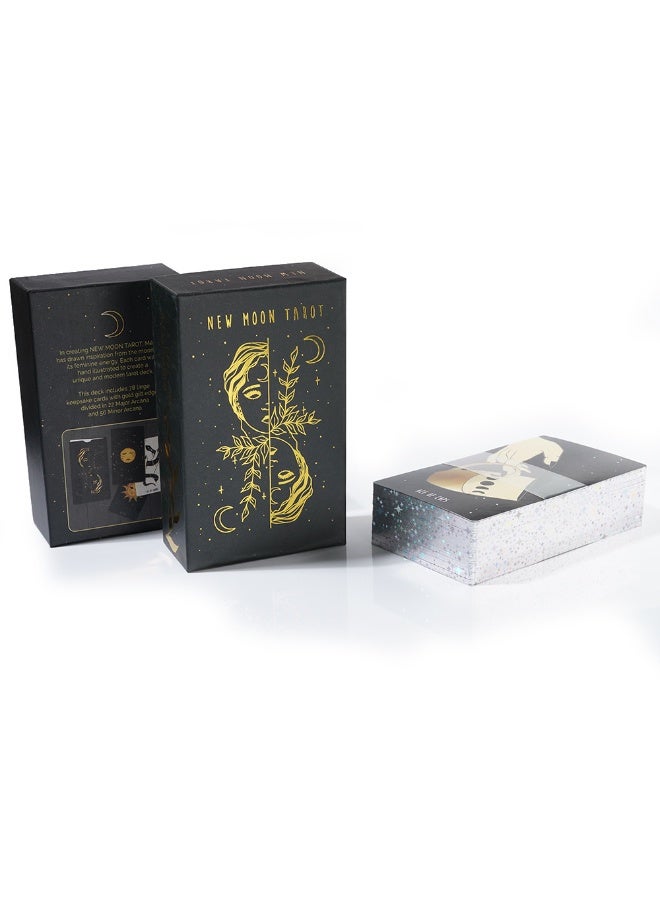 NIBEMINENT صندوق هدايا فضي مطبوع عالي الجودة مع بطاقات تاروت مطبوعة بالليزر باللون الذهبي - Image 3