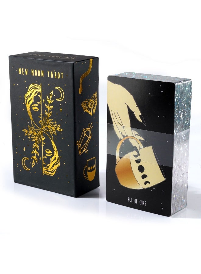 NIBEMINENT صندوق هدايا فضي مطبوع عالي الجودة مع بطاقات تاروت مطبوعة بالليزر باللون الذهبي - Image 2