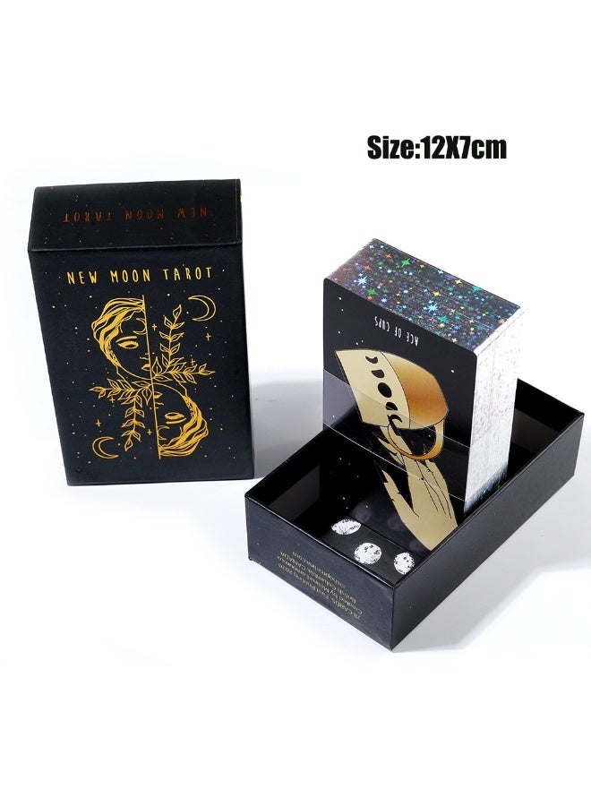 NIBEMINENT صندوق هدايا فضي مطبوع عالي الجودة مع بطاقات تاروت مطبوعة بالليزر باللون الذهبي - Image 1