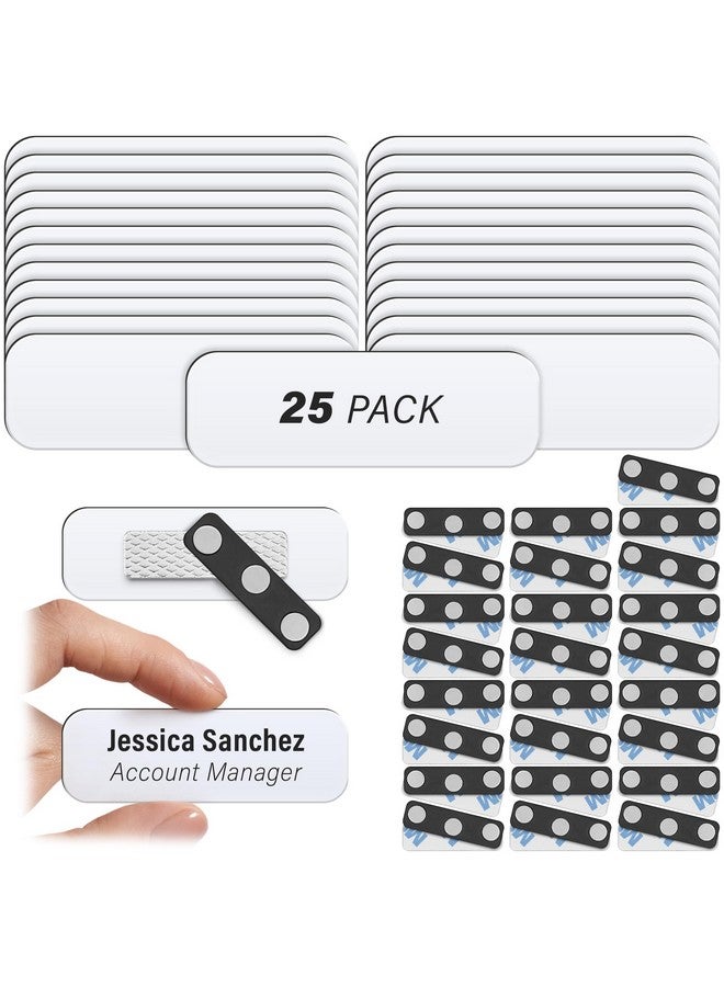 Mifflin-USA Blank Name Tags w/Magnetic Backing (25 Pack, 1” x 3”), ID Badge Holders w/ 3 Strong Neodymium Magnets, Customizable & Reusable Badges w/Round Corners - Image 1