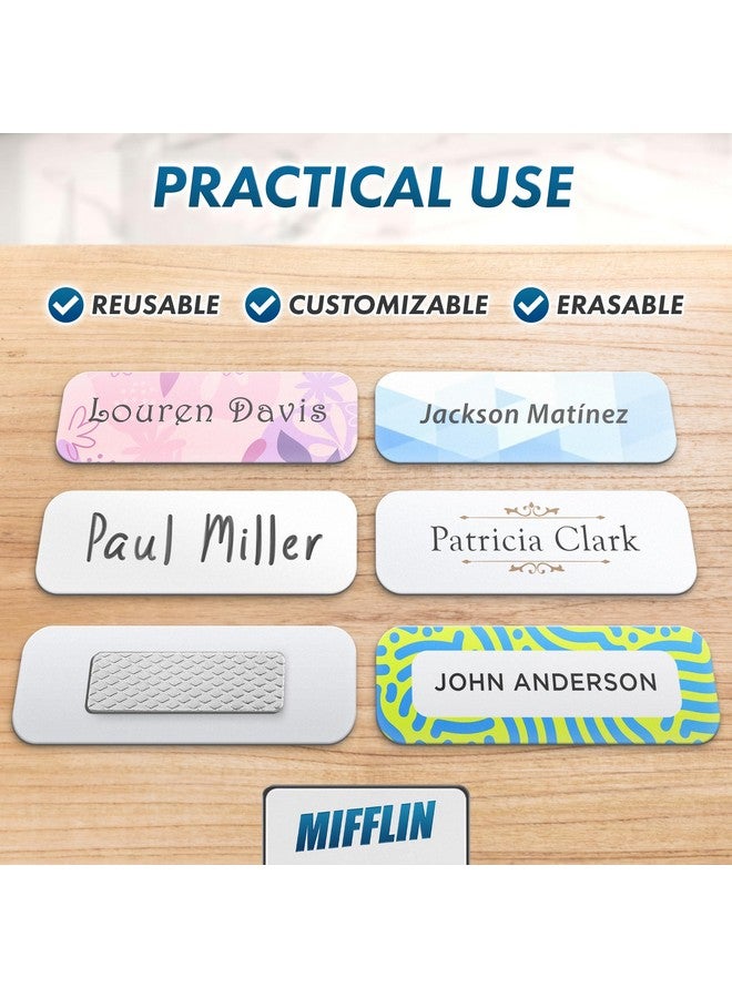 Mifflin-USA Blank Name Tags w/Magnetic Backing (25 Pack, 1” x 3”), ID Badge Holders w/ 3 Strong Neodymium Magnets, Customizable & Reusable Badges w/Round Corners - Image 3