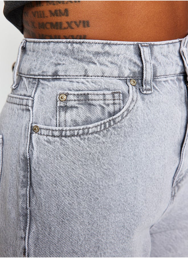 trendyol - Gray High Waist Mom Jeans TWOAW22JE0945 - Image 1