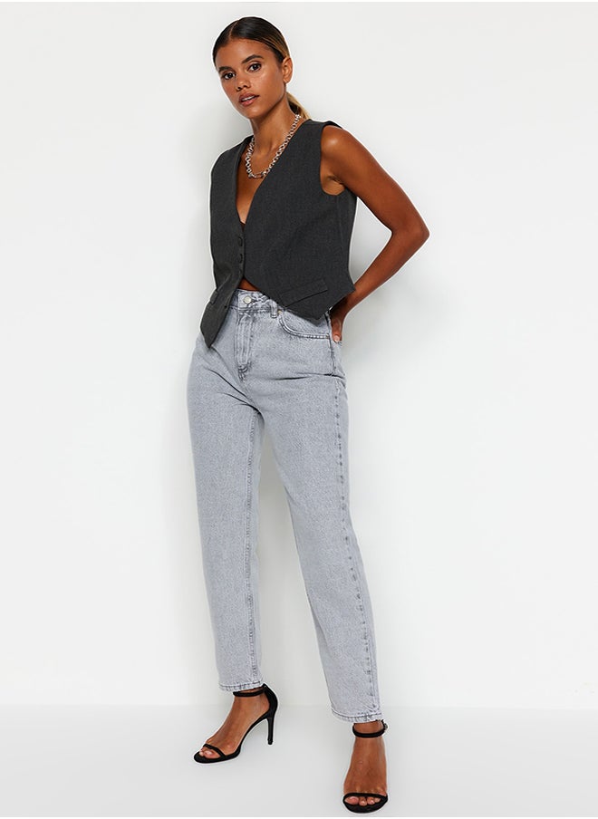 trendyol - Gray High Waist Mom Jeans TWOAW22JE0945 - Image 1