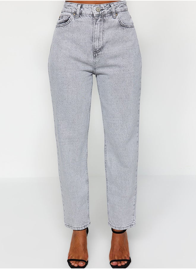 trendyol - Gray High Waist Mom Jeans TWOAW22JE0945 - Image 1