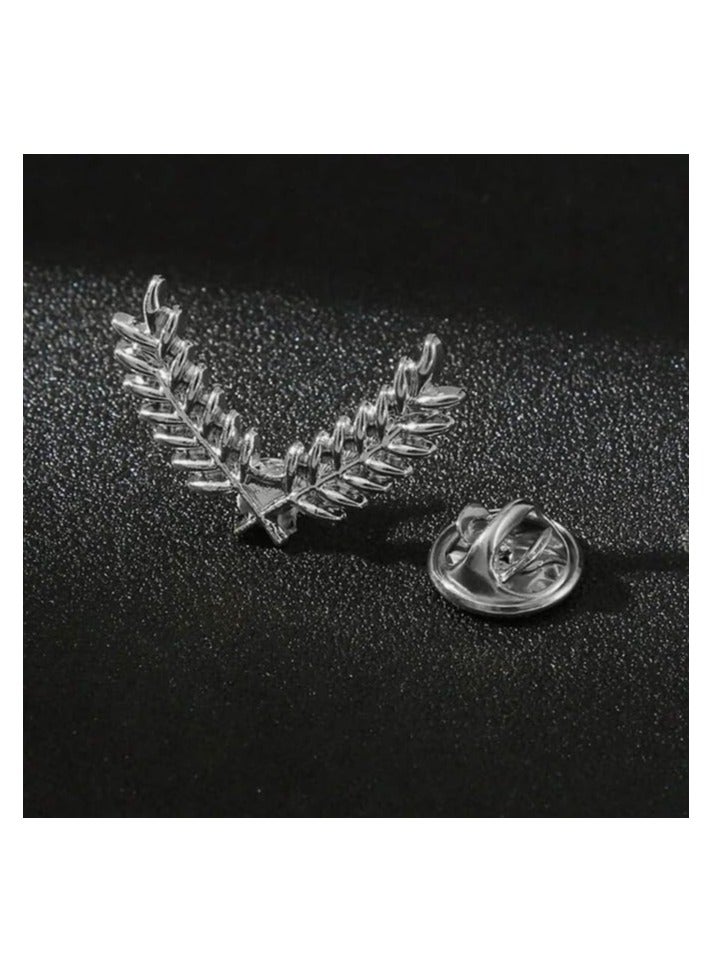 Wheat Leaf Lapel Pin, Double Branch Design, Men's Suit Brooch  - Image 2