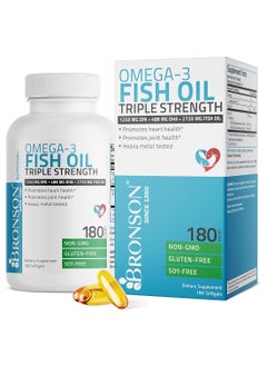 Bronson Omega 3 Fish Oil Triple Strength 2720 Mg Nongmo Heavy Metal Tested 1250 Epa 488 Dha 180 Softgels  - Image 1
