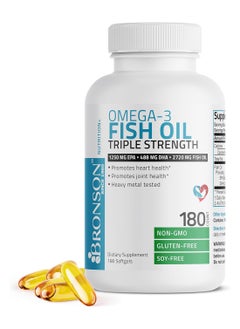 Bronson Omega 3 Fish Oil Triple Strength 2720 Mg Nongmo Heavy Metal Tested 1250 Epa 488 Dha 180 Softgels  - Image 5