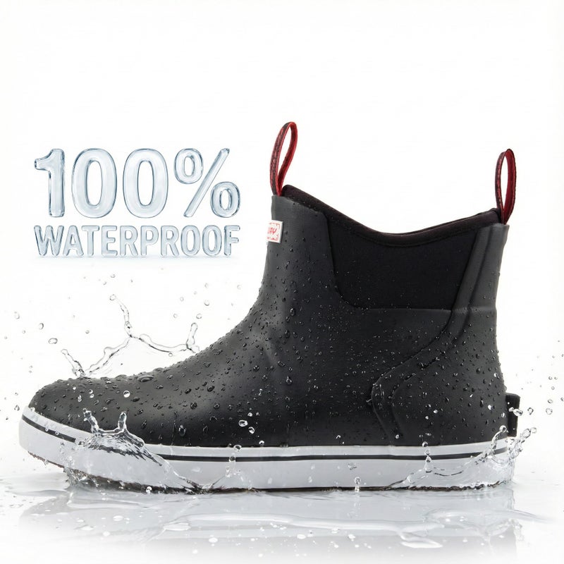 SUREWAY Women's Ankle Fishing Deck Boots for Women,Short Waterproof Neoprene Rubber Rain Boots,Lightweight Garden Work Shoes for Women,Upgraded Slip Resistant,New Black,Size 9 - Image 3