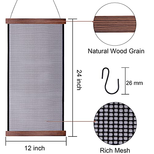 FEQO Earring Organizer Hanging Mesh Earrings Holder Wall Mounted Earring Hanging Jewelry Display Organizer with 20 Pieces S Shape Black Hooks (24 x 12 inch) - Image 2