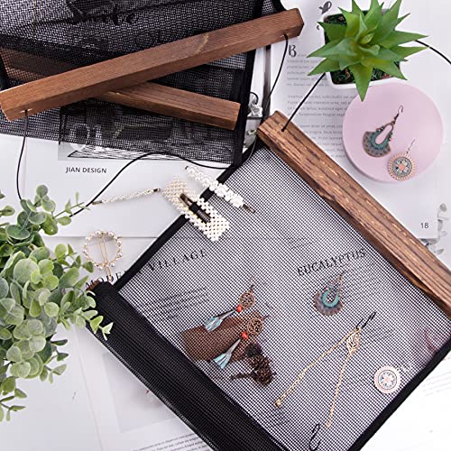 FEQO Earring Organizer Hanging Mesh Earrings Holder Wall Mounted Earring Hanging Jewelry Display Organizer with 20 Pieces S Shape Black Hooks (24 x 12 inch) - Image 5