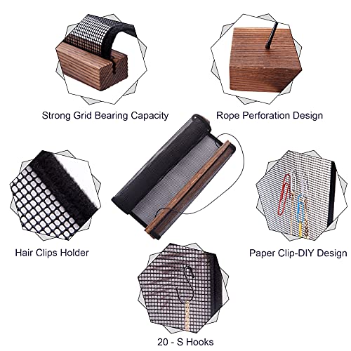 FEQO Earring Organizer Hanging Mesh Earrings Holder Wall Mounted Earring Hanging Jewelry Display Organizer with 20 Pieces S Shape Black Hooks (24 x 12 inch) - Image 3